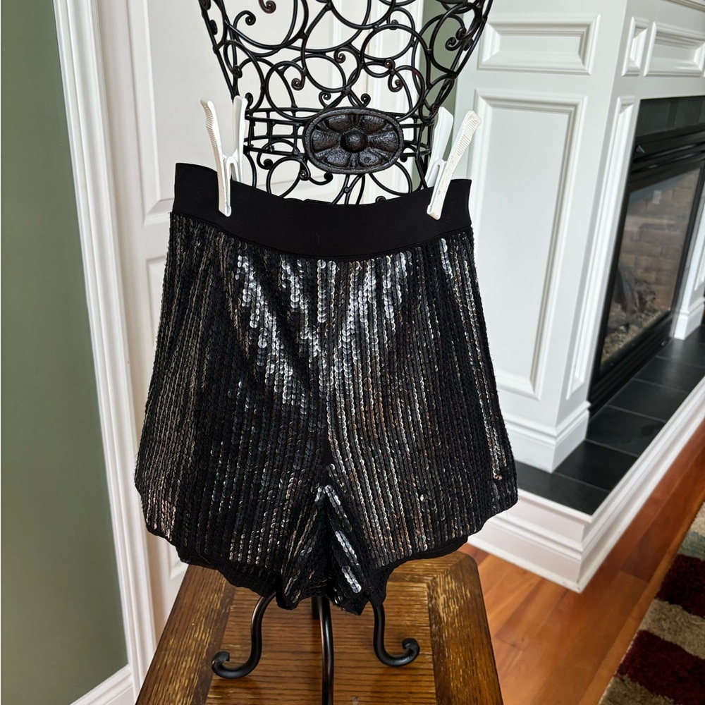 Express sequin black shorts in US XS, with a 2.5 inch inseam.